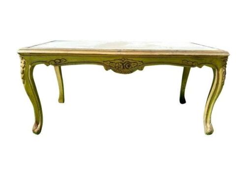 A French Style Carved Giltwood Coffee Table With A Marble Top