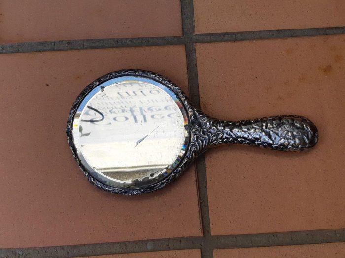 Hand Held mirror with Silver Angels (scratch on mirror) - Image 8