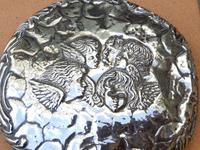 Hand Held mirror with Silver Angels (scratch on mirror) - Image 10