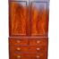 An Antique 19th Century Circa 1880 Victorian Flame Mahogany Linen Press With Shelves and Drawers