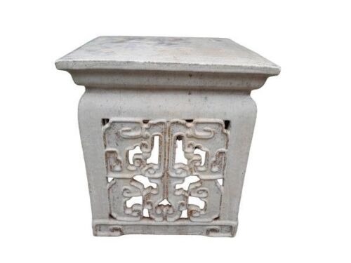 A 20th Century Antique Oriental Style Ivory Glazed Ceramic Side Table / Stool