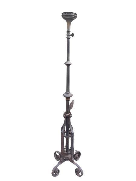A 20th Century Ornate Brass and  Wrought Iron Floor Lamp
