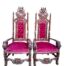 A Pair Of Ornately Carved Renaissance Revival Giltwood Throne / King Chairs
