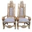 A Pair Of Ornately Carved Renaissance Revival Giltwood Throne / King Chairs