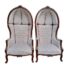 A Pair Of French Style Carved Wooden Dome Canopy Chairs (Dome Modelled On The Famous Louis XV Chair) In Cream Fabric