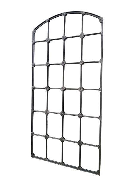 Wrought Iron Arched Window Pane Mirror in an Antique Gold & Charcoal Finish  Custom-Made for The Crown Collection