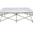 A Large Size Designer Wrought Iron Coffee Table in an Antique Gold Finish with Cream Marble Top Custom-Made For The Crown Collection