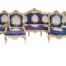 A 20th Century French Style Ornately Carved Giltwood Settee with Two Pairs of Armchairs Upholstered in Original Tapestry Fabric