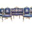 A 20th Century French Style Ornately Carved Giltwood Settee with Two Pairs of Armchairs Upholstered in Tapestry