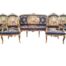 A 20th Century French Style Ornately Carved Giltwood Settee with 2 Pairs of Armchairs Upholstered in Tapestry