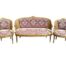 A French Style Giltwood & Rattan Ornately Carved Settee with A Pair of Armchairs in Original Fabric