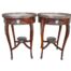 A Pair French Louis XV Style Walnut & Marquetry Inlaid Side tables