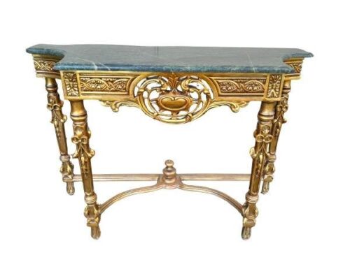 A 20th Century French Rococo-Style Giltwood Console Table with Marble tOP