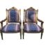 A French Style Pair of Ornately Carved Giltwood Armchairs Upholstered in Original Fabric
