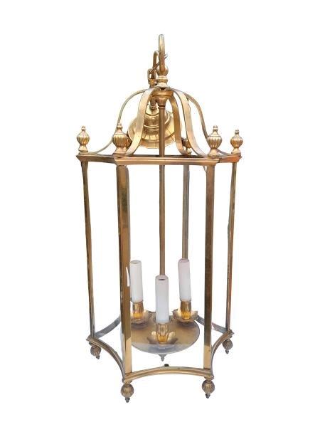 A 20th Century French Style Brass and Glass Lantern