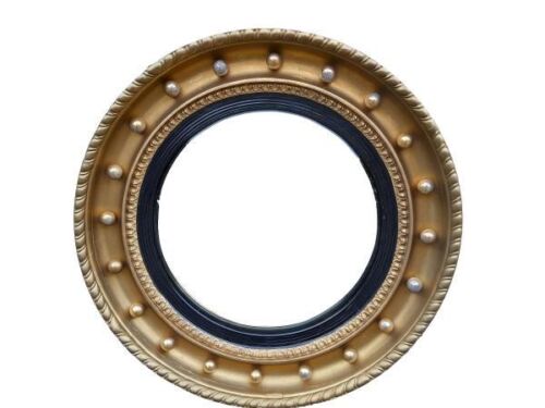 An Antique Regency Convex Giltwood Circular Mirror
