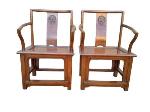 A 20th Century Pair Of Chinese Elm Chairs