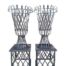 A Pair of Large Custom-Made for The Crown Collection Pair of Wrought Iron Urns on Plinths  Charcoal Finish