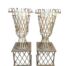 A Pair of Large Custom-Made for The Crown Collection Pair of Wrought Iron Urns on Plinths   Antique Gold Finish