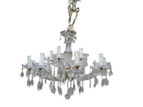 A 20th Century French Style Crystal And Gild Metal Fifteen Light Chandelier