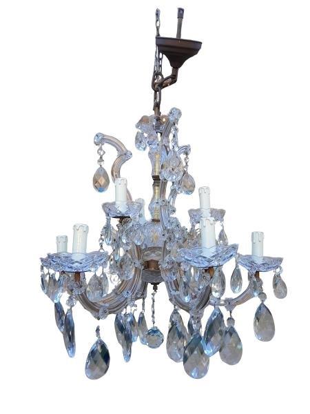 A 20th Century  French Style  Crystal And Glass Nine Light Chandelier