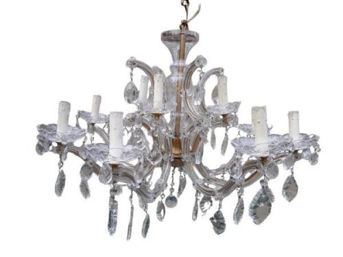 A 20th Century French Style Gilt And Crystal Twelve  Light Chandelier