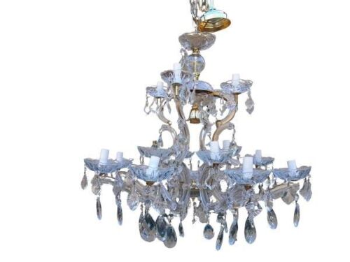 A 20th Century French Style Gilt And Crystal Sixteen Light Chandelier