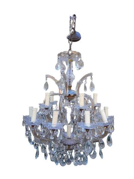 A 20th Century French Style Gilt And Crystal Sixteen Light Chandelier