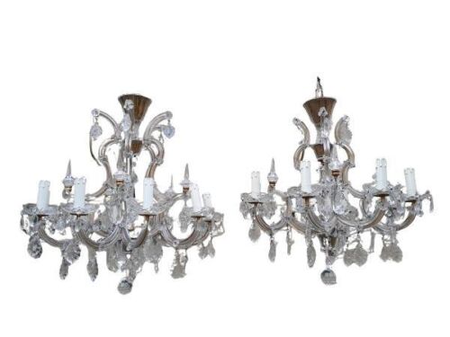 A 20th Century French Style Pair Of Gilt And Crystal Chandeliers