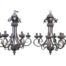 A 20th Century Pair Of Bronze Patinated Six Light Chandeliers