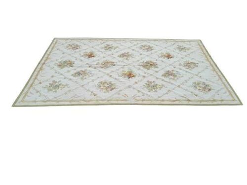A French Style Cotton And Wool Woven Carpet With Flowers