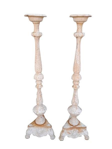 A French Pair Of Decorative Cast Iron Pricket Sticks