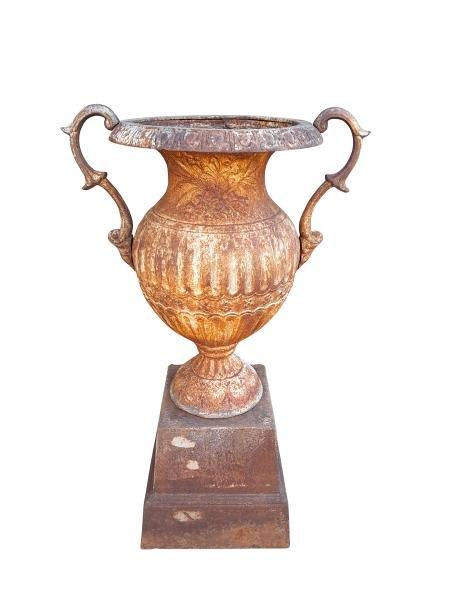 A 20th Century French Cast Iron Jardinière / Urn On Stand Nd