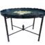 A Black With Floral Design Wooden Table With Detachable Tray