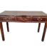 A 20th Century Chinese Red Elmwood Writing Table With Three Drawer And Brass Handles