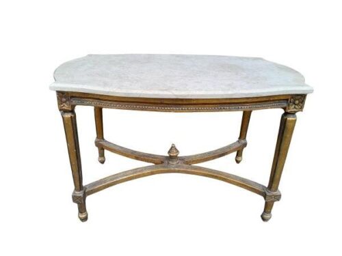 A 20th Century French Louis XV Style Gilt Painted With Marble Top Table