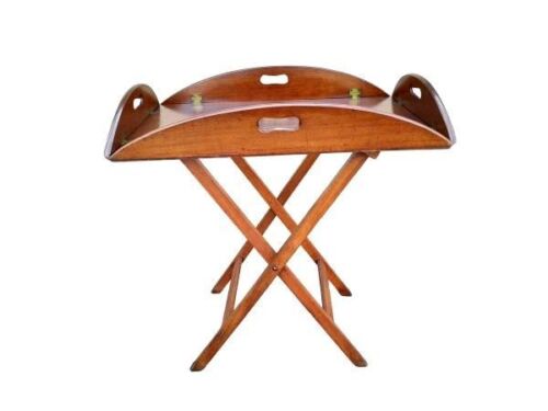 An Antique Victorian Mahogany Butlers Tray With Brass Hinged Sides