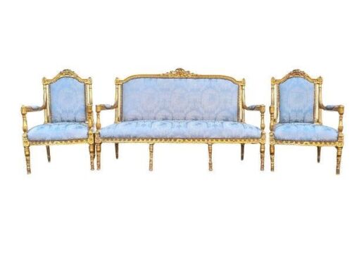 A 20th Century French Louis XV Style Gilded Settee And Pair Of Armchairs