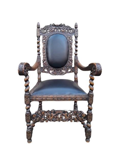 An Antique 19th Century Circa 1820s Oak Jacobean Armchair