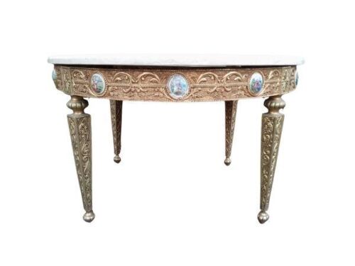 A 20th French Louis XVI Style  Gilt Metal And Porcelain Table With Ceramic Roundels