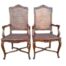 An Antique 19th Century French Pair Of Louis XV Style Carved Walnut Rattan Armchairs