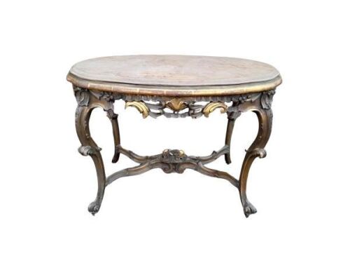 A 20th Century French Style Rococo Giltwood Table With Marble Top