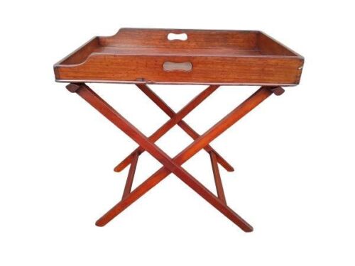 An Antique Victorian Mahogany Butler Tray On Stand