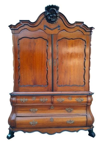 An Antique 19th Century Dutch Carved Cabinet / Armoire