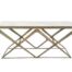 A Wrought Iron Console  /  Drinks  /  Entrance Table in an Antique Gold Finish with Cream Marble Top - Custom-Made For The Crown Collection 