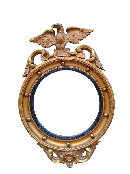 A 20th Century Regency / Federal Style Giltwood Convex Mirror