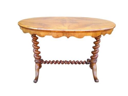 An Antique Victorian Circa 1880s Walnut Centre Table On Original Castors with BADA (British Antique Dealers Association Stamp)