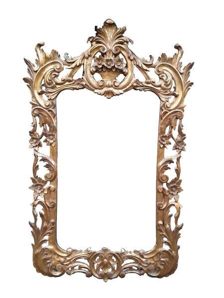 An Antique 19th Century Rococo Style Ornately Carved Giltwood Mirror