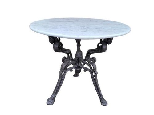 An Antique Victorian Table In Cast Iron With Marble Top