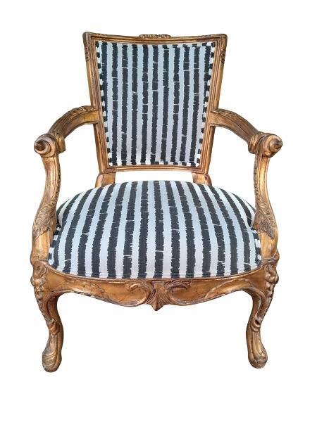 A 20th Century French Style Giltwood Ornately Carved Giltwood Armchair